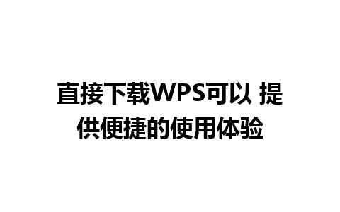 直接下载WPS可以 提供便捷的使用体验