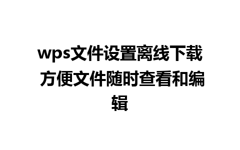 wps文件设置离线下载 方便文件随时查看和编辑