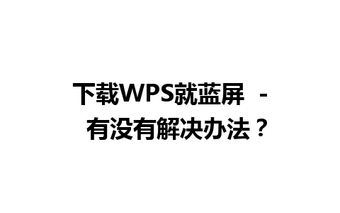 下载WPS就蓝屏  -  有没有解决办法？