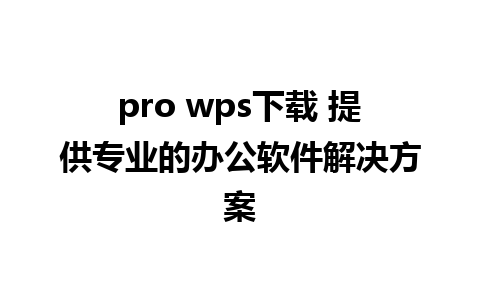 pro wps下载 提供专业的办公软件解决方案