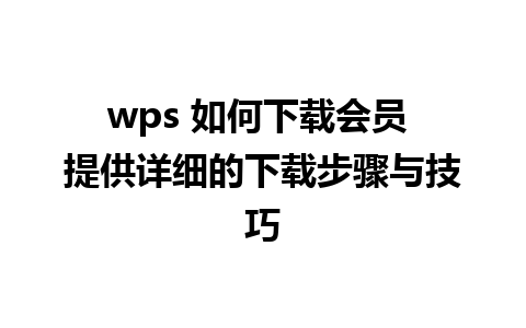 wps 如何下载会员 提供详细的下载步骤与技巧