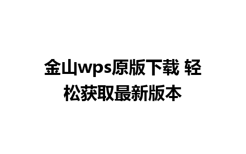 金山wps原版下载 轻松获取最新版本