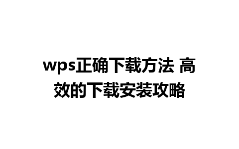 wps正确下载方法 高效的下载安装攻略