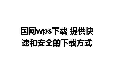 国网wps下载 提供快速和安全的下载方式