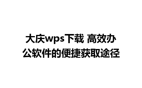 大庆wps下载 高效办公软件的便捷获取途径