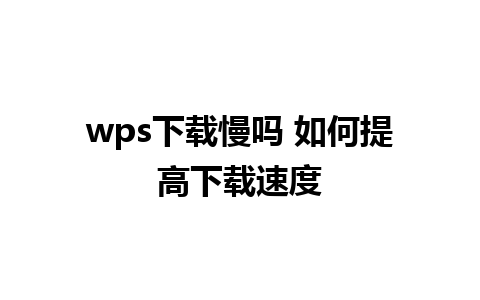 wps下载慢吗 如何提高下载速度