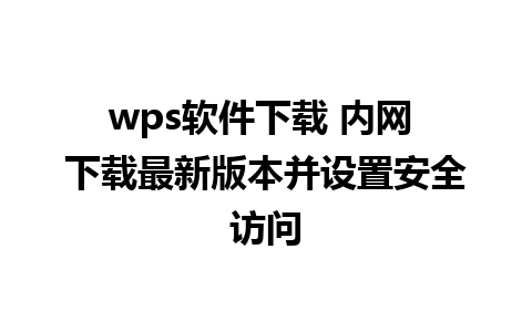 wps软件下载 内网 下载最新版本并设置安全访问