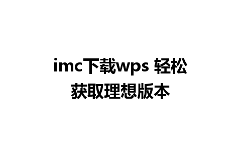 imc下载wps 轻松获取理想版本