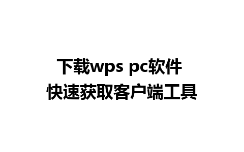 下载wps pc软件 快速获取客户端工具