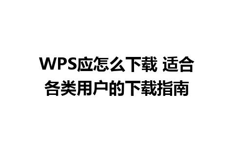 WPS应怎么下载 适合各类用户的下载指南