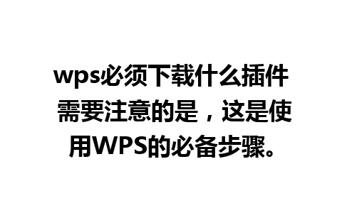 wps必须下载什么插件 需要注意的是，这是使用WPS的必备步骤。