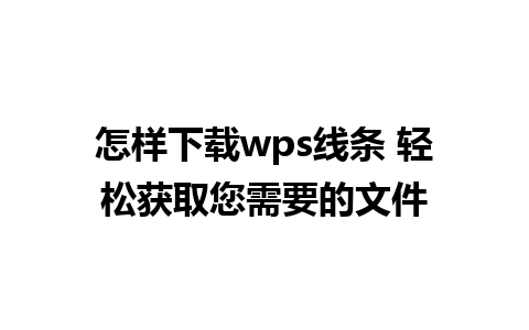 怎样下载wps线条 轻松获取您需要的文件