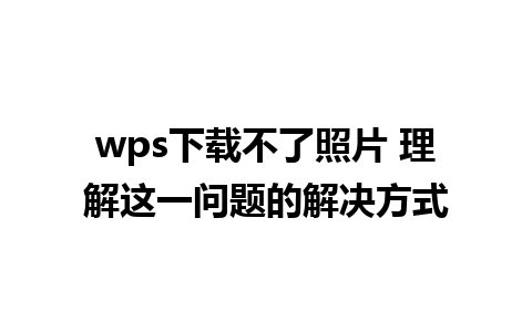 wps下载不了照片 理解这一问题的解决方式