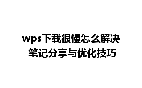 wps下载很慢怎么解决 笔记分享与优化技巧