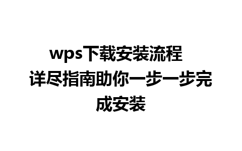 wps下载安装流程  详尽指南助你一步一步完成安装