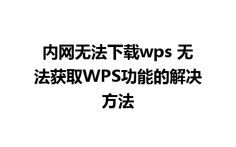 内网无法下载wps 无法获取WPS功能的解决方法