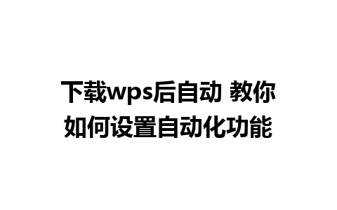 下载wps后自动 教你如何设置自动化功能