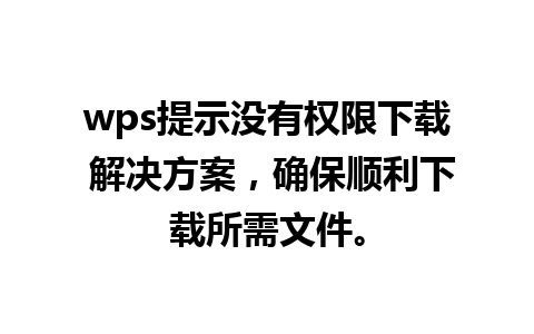 wps提示没有权限下载 解决方案，确保顺利下载所需文件。