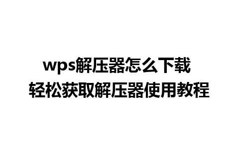 wps解压器怎么下载 轻松获取解压器使用教程