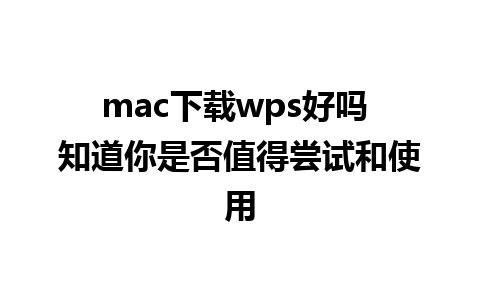 mac下载wps好吗 知道你是否值得尝试和使用