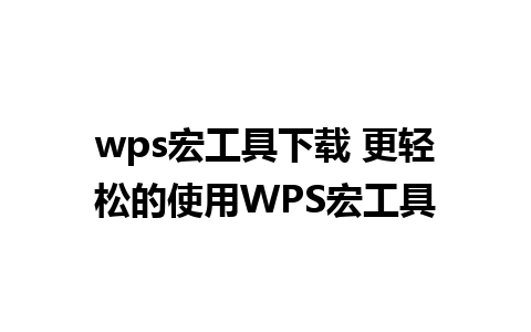 wps宏工具下载 更轻松的使用WPS宏工具