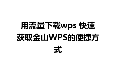 用流量下载wps 快速获取金山WPS的便捷方式