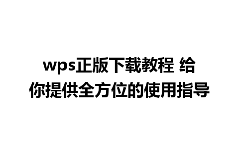 wps正版下载教程 给你提供全方位的使用指导