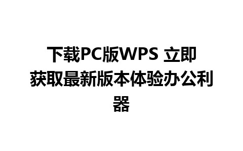 下载PC版WPS 立即获取最新版本体验办公利器