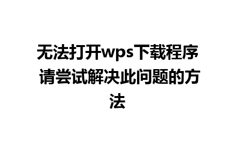 无法打开wps下载程序 请尝试解决此问题的方法