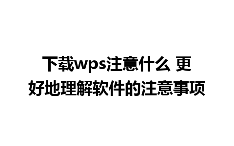 下载wps注意什么 更好地理解软件的注意事项