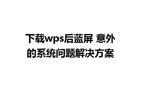 下载wps后蓝屏 意外的系统问题解决方案