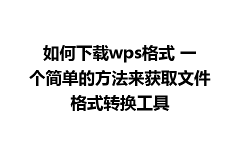 如何下载wps格式 一个简单的方法来获取文件格式转换工具