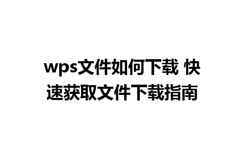 wps文件如何下载 快速获取文件下载指南