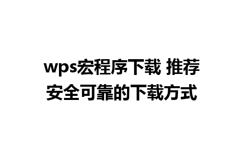 wps宏程序下载 推荐安全可靠的下载方式