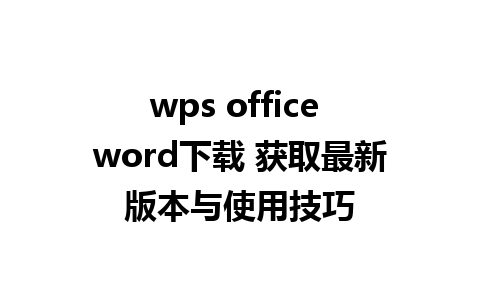 wps office word下载 获取最新版本与使用技巧