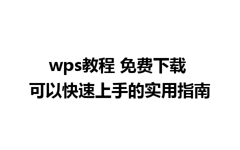 wps教程 免费下载 可以快速上手的实用指南