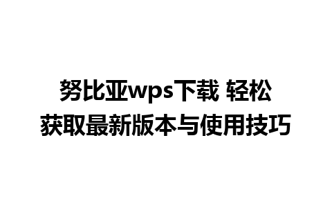 努比亚wps下载 轻松获取最新版本与使用技巧