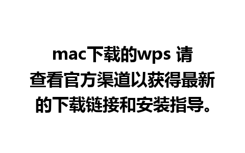 mac下载的wps 请查看官方渠道以获得最新的下载链接和安装指导。