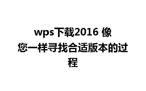 wps下载2016 像您一样寻找合适版本的过程