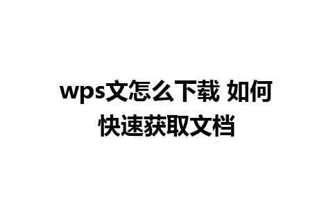 wps文怎么下载 如何快速获取文档