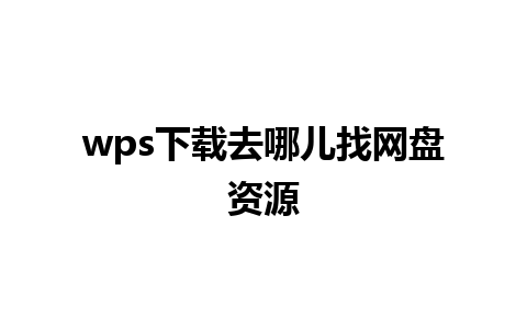 wps下载去哪儿找网盘资源