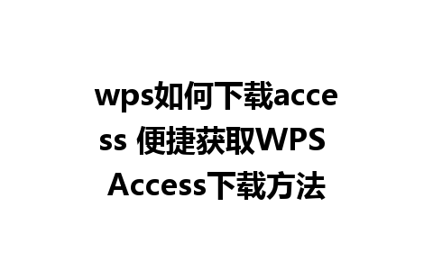 wps如何下载access 便捷获取WPS Access下载方法