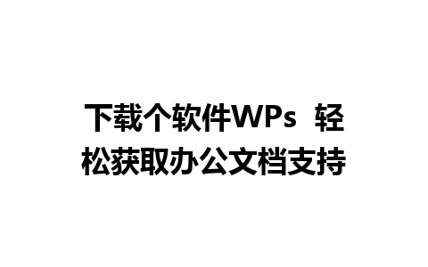 下载个软件WPs  轻松获取办公文档支持