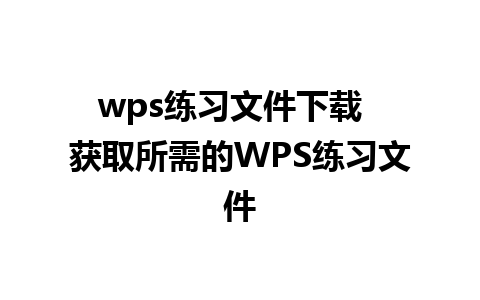 wps练习文件下载  获取所需的WPS练习文件  