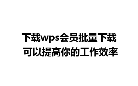 下载wps会员批量下载 可以提高你的工作效率