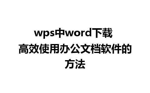 wps中word下载 高效使用办公文档软件的方法