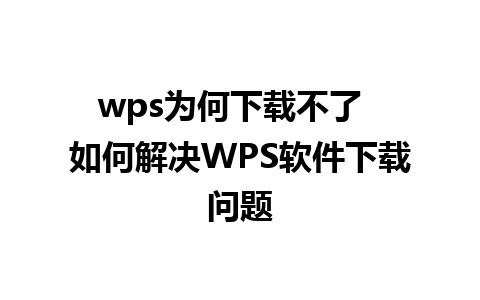 wps为何下载不了  如何解决WPS软件下载问题