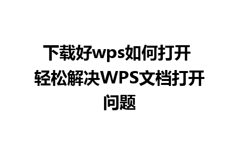 下载好wps如何打开 轻松解决WPS文档打开问题