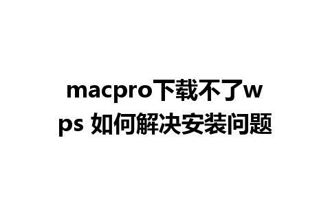 macpro下载不了wps 如何解决安装问题