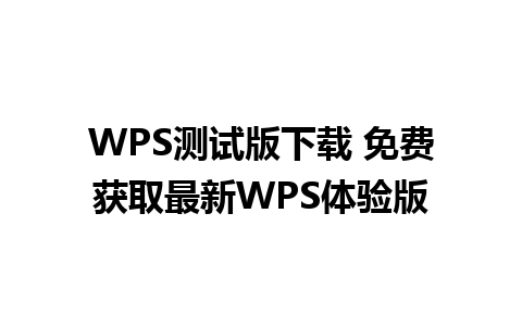 WPS测试版下载 免费获取最新WPS体验版